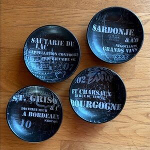 Vintage 90's set of 4 WILLIAMS SONOMA French Wine Region Dessert / Snack Bowls
